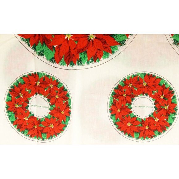 VTG Spring Mills Patten 470 Christmas Holiday Poinsettia Wreath Fabric Cut & Sew - Picture 6 of 6